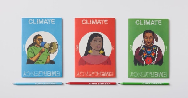 3 Zines with the words Climate Emergency with POC figures to educate schools