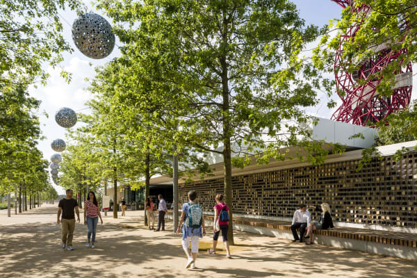 People walking in the Queen Elizabeth Olympic Park. Image by London Legacy Development Corporation.