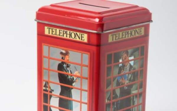 a money box styled as a red london telephone box styled 