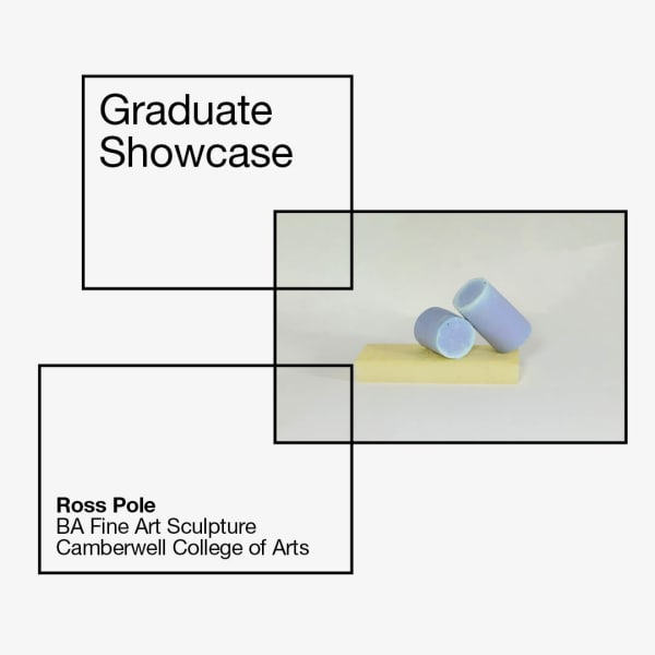 Pastel coloured abstract sculpture on white background made by Ross Pole, Camberwell College of Arts