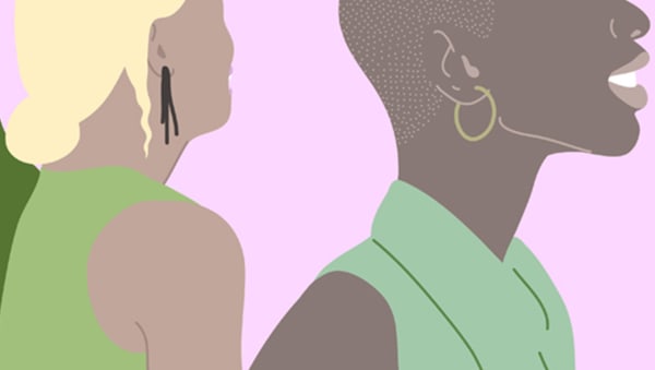 close up illustration of women networking