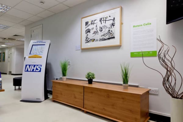 A NHS waiting room installed with Nature Calls artwork