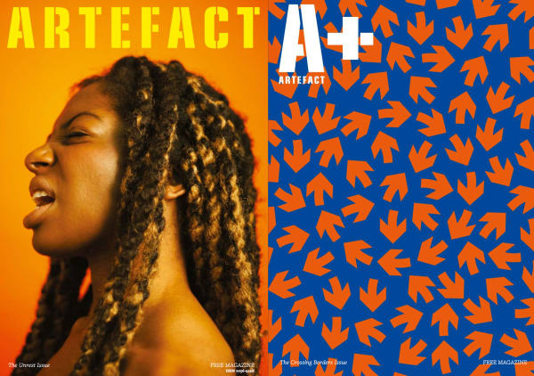 Two front cover designs for Artefact Magazine