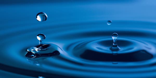freeze frame image of ripples as a water droplet hits a pool