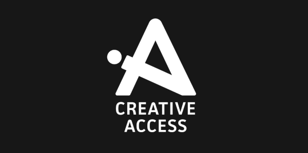 Creative Access logo. Stylised letter 'A' with a dot on the left. tagline reads Creative Access.