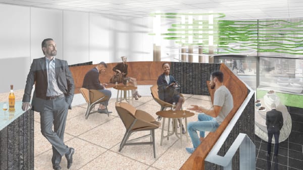 Image of the 'Mountain' bar in the winning student/graduate project for the LVMH Green Concept Store