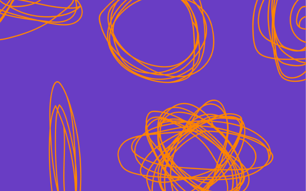 Orange squiggles on purple background
