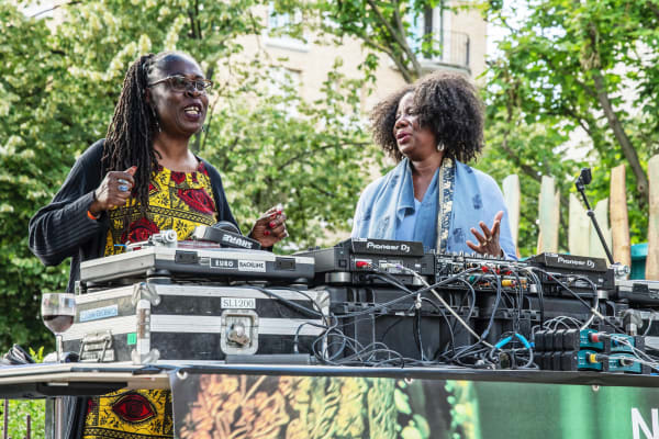 Nzinga Sounds, one of the UK’s longest running female sound systems perform at the Fête de la Musique concert at the Palais de la Porte Dorée Paris, curated and produced by Karina H Maynard
