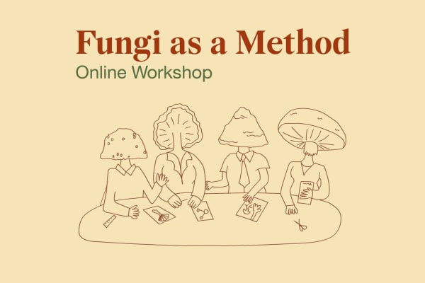 Fungi as a method text with illustration of mushroom people