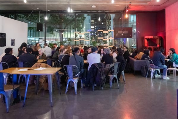 UAL students and alumni networking at Platform bar, CSM