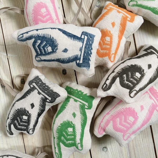 small printed hand print cushions