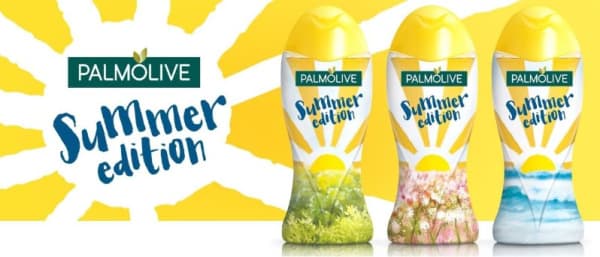 Three Palmolive shower gel bottles