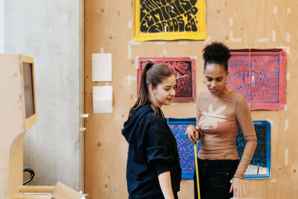 Students setting up for exhibition