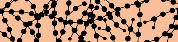 An illustration of black molecule chains on an orange background 