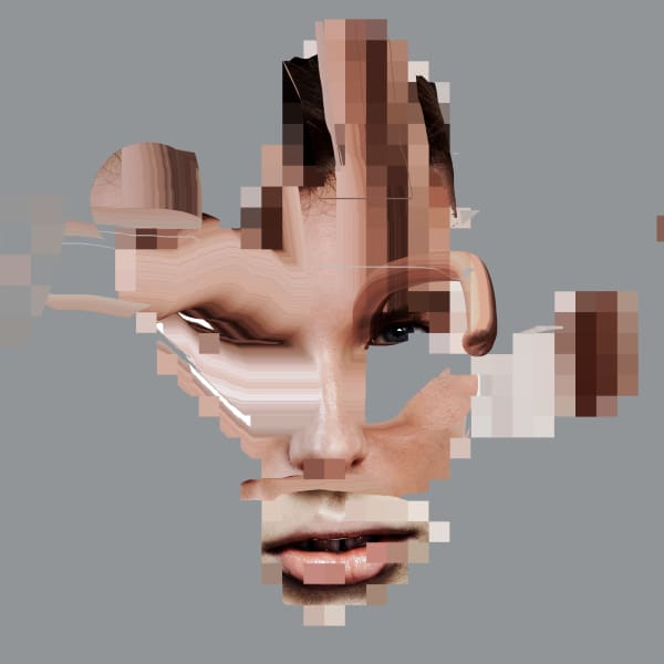 Distorted image of female model.