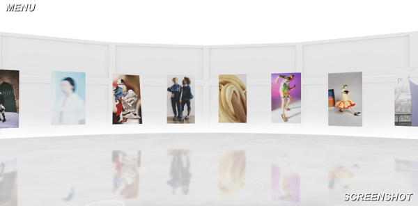 Digital white space with several images placed on wall