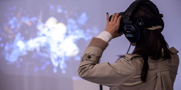 Girl using virtual reality google