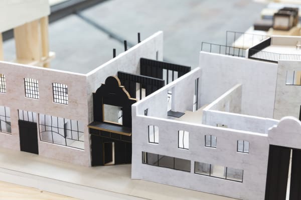 A model of building facades on a street