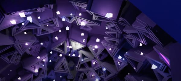 Purple lights in a computer-generated video game.