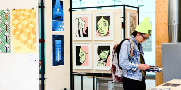 Student at exhibition