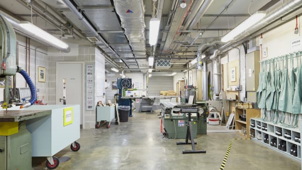 A photograph of the workshop studio facilities at Chelsea College of Arts, UAL, London UK
