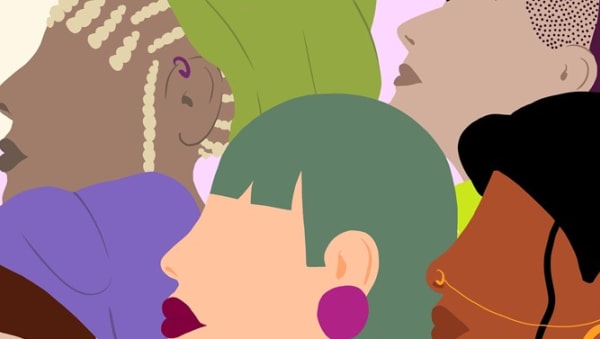 illustration of women faces profiles