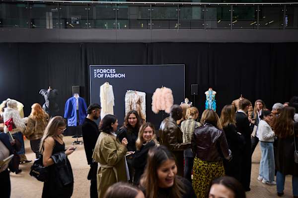A crowd attending Vogue's Forces of Fashion event at Central Saint Martins
