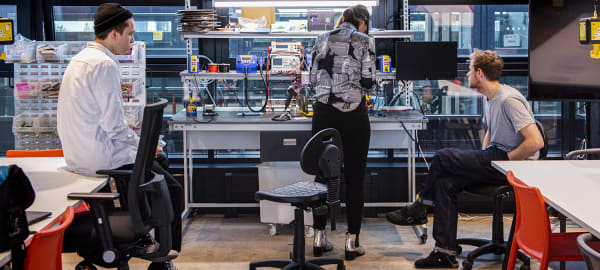 Students working in the studio