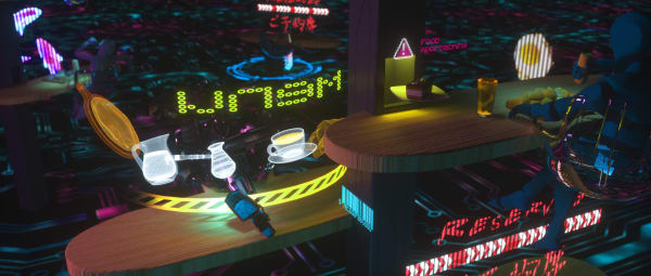 A computerised scene showing city lights.