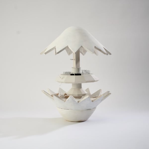 A white cone-shaped contraption 