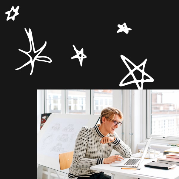 stars on a holographic background