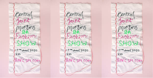 Toilet paper embroidered with Central Saint Martins BA Fashion Show