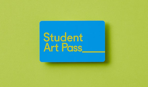 Mockup of Student Art Pass against yellow background