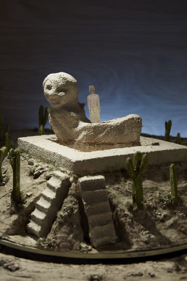 mini desert sculpture with cactus