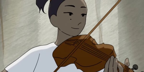 Person playing the violin.