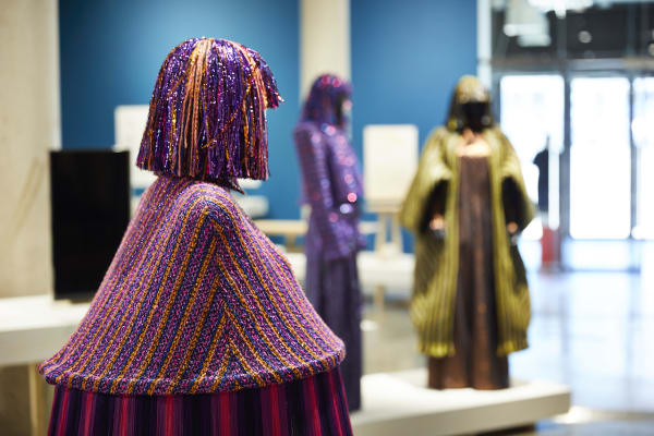 three mannequins with woven fabric made by benjamin benmoyal sustainably