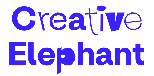 An animated typographic gif which reads 'Creative Elephant'. 