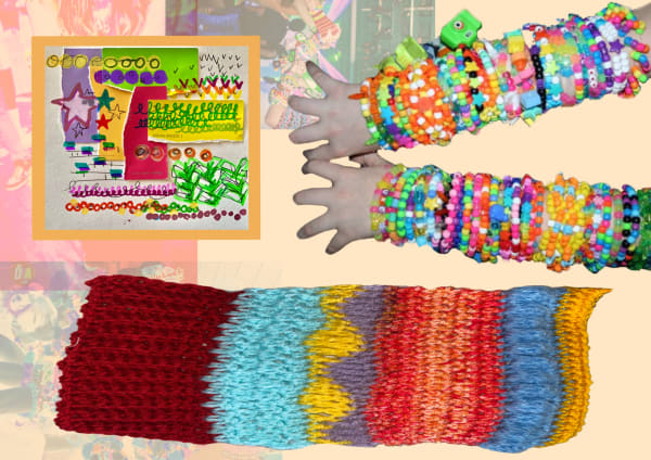 Textile design and production of rave inspired arm warmer.
