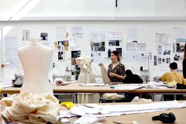 Students working in the CSM Fashion Semester workshop