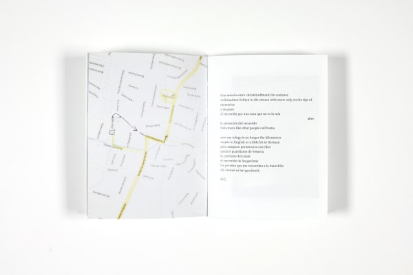 Hand bound book open showing map page