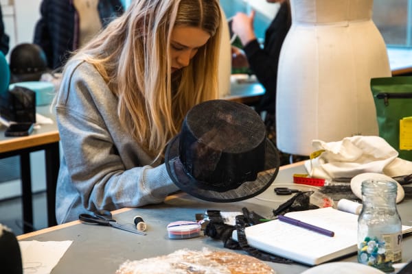 Student in action on Millinery Short Course