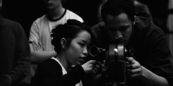Media students operating a camera