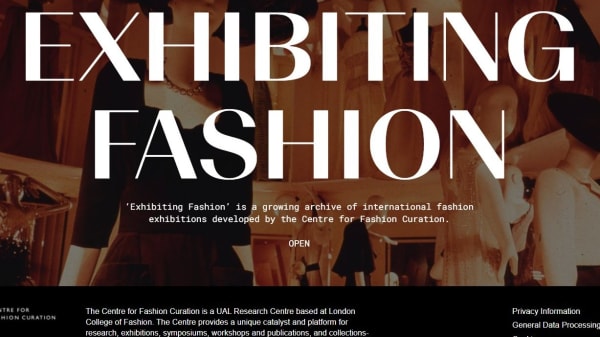 screen shot of exhibiting fashion website