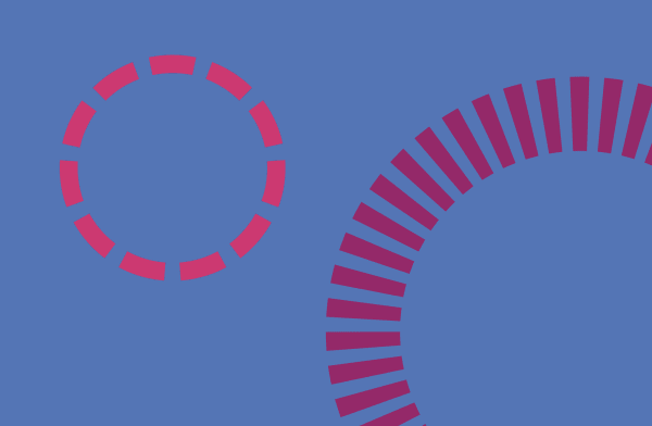 red and pink graphic radials on blue background