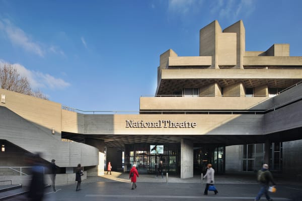 Exterior photo of the National Theatre in London.