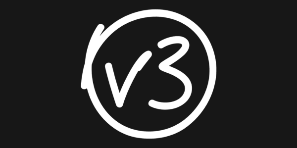logo that reads V3 inside a hand drawn circle