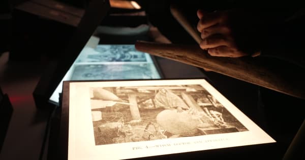 Still from Sounding The Archives (tbc), Erika Tan, 2024. Location and images courtesy of Wellcome Collection. 