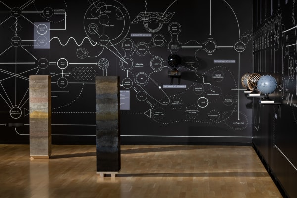Installation view of artist Nolan Oswald Dennis's commission Xenolith Field, 2021