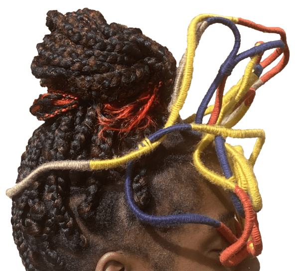 Finding the Connection by Kemi Ajose: textile headpiece