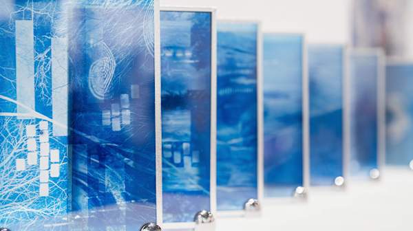 Blue hierophany sheets lined up 